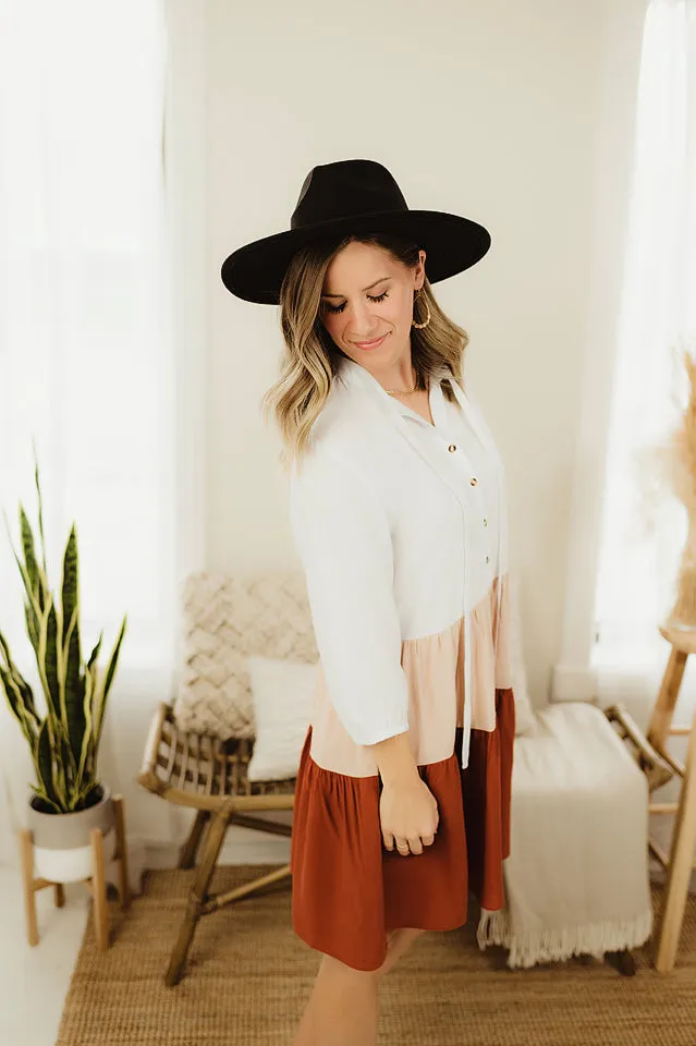 Colorblock Button Dress