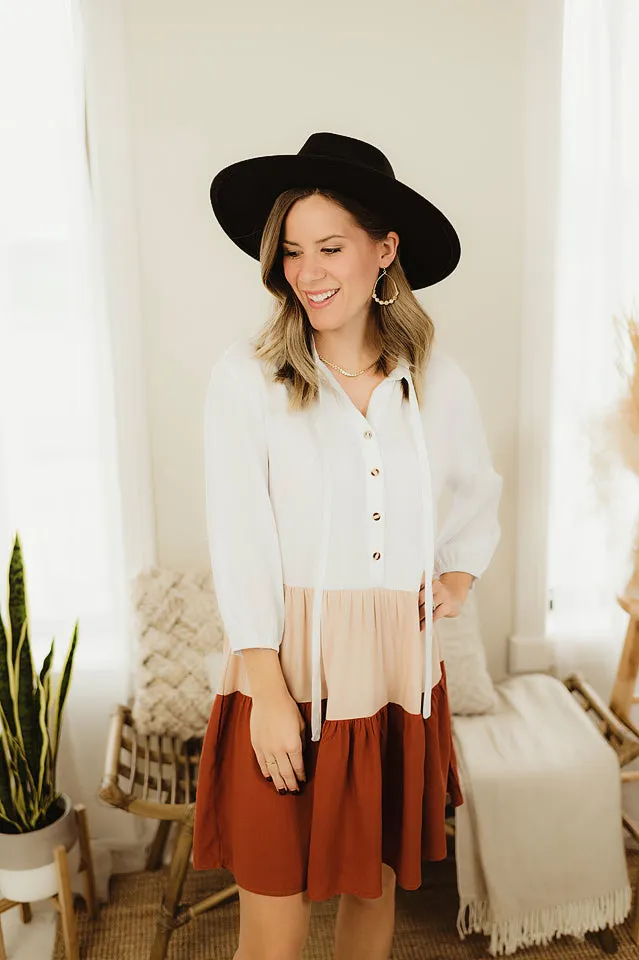 Colorblock Button Dress