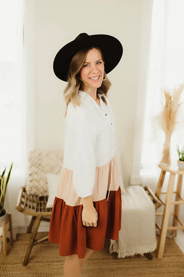 Colorblock Button Dress