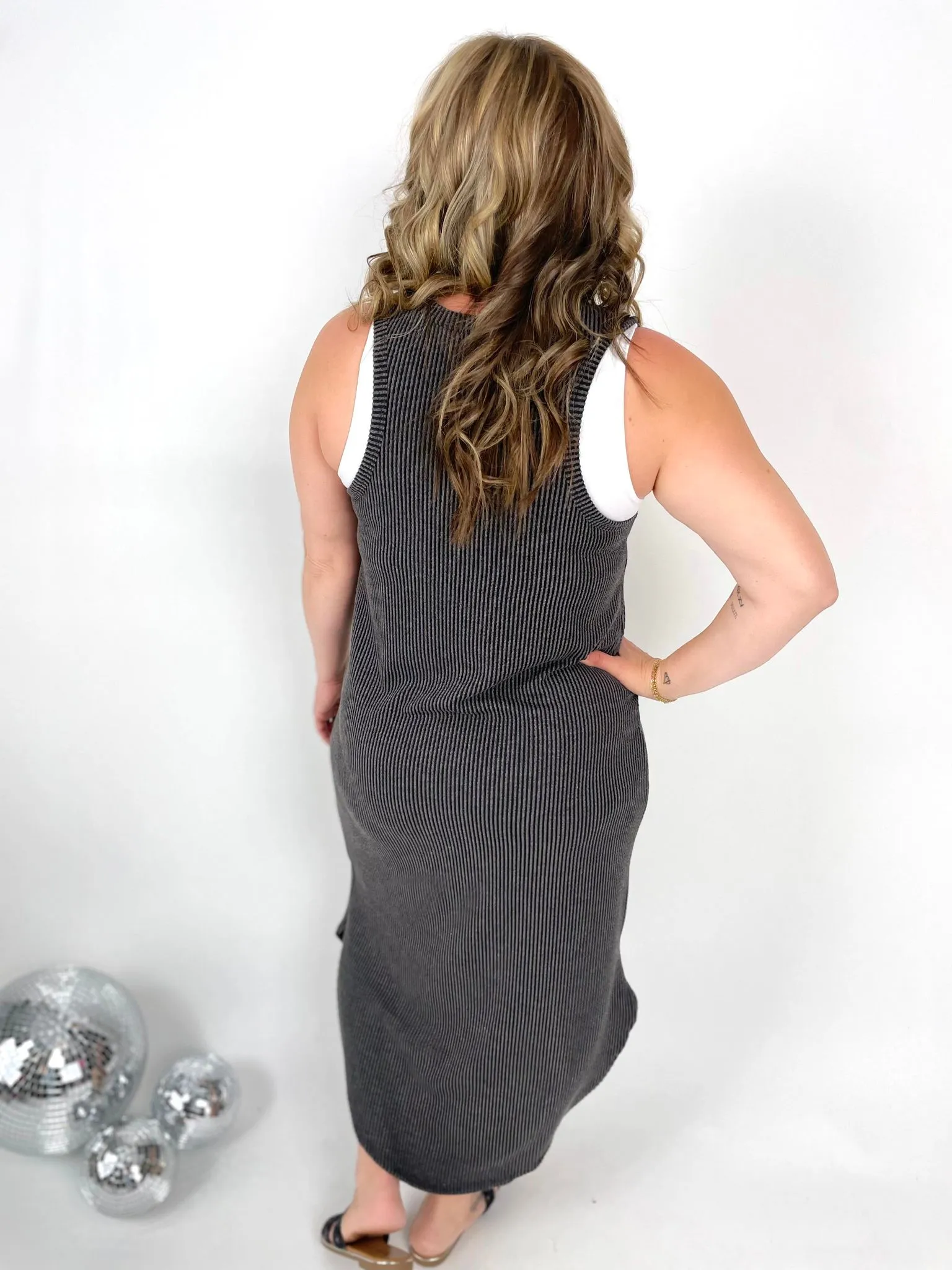 Comfortable Confidence Ribbed Dress in Black