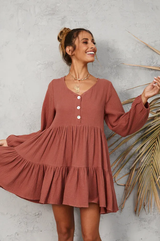 Comfortable Silence Dress Brown