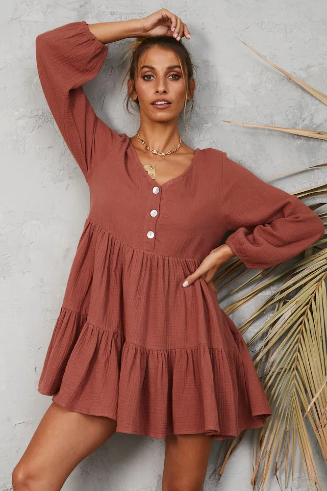 Comfortable Silence Dress Brown