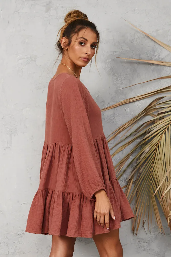 Comfortable Silence Dress Brown
