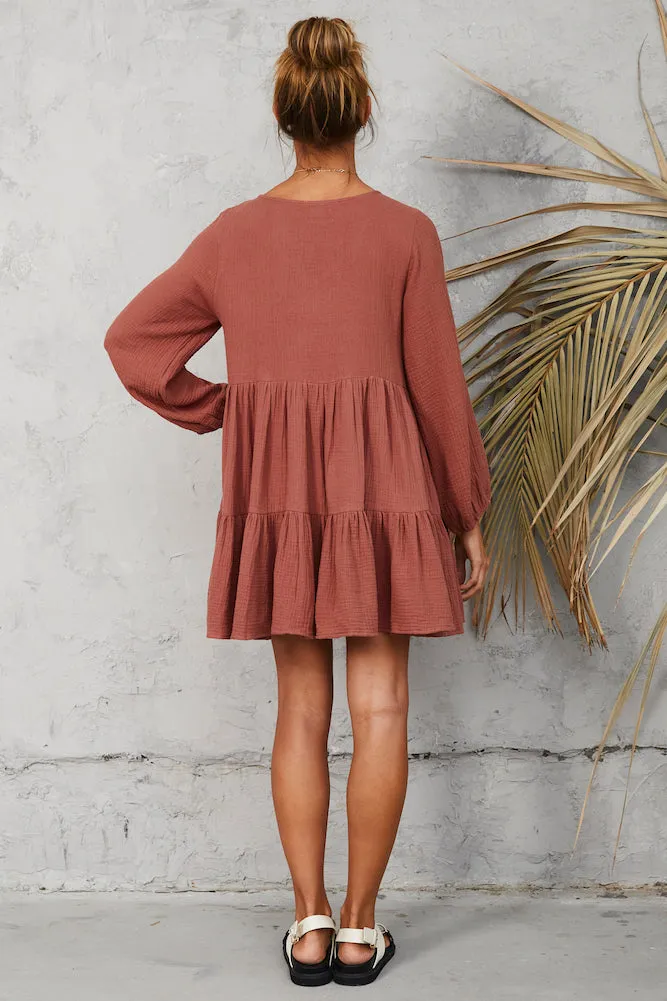 Comfortable Silence Dress Brown