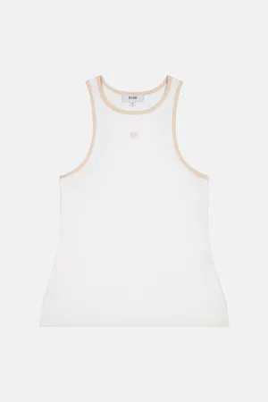 Cotton Vest White/ Taupe