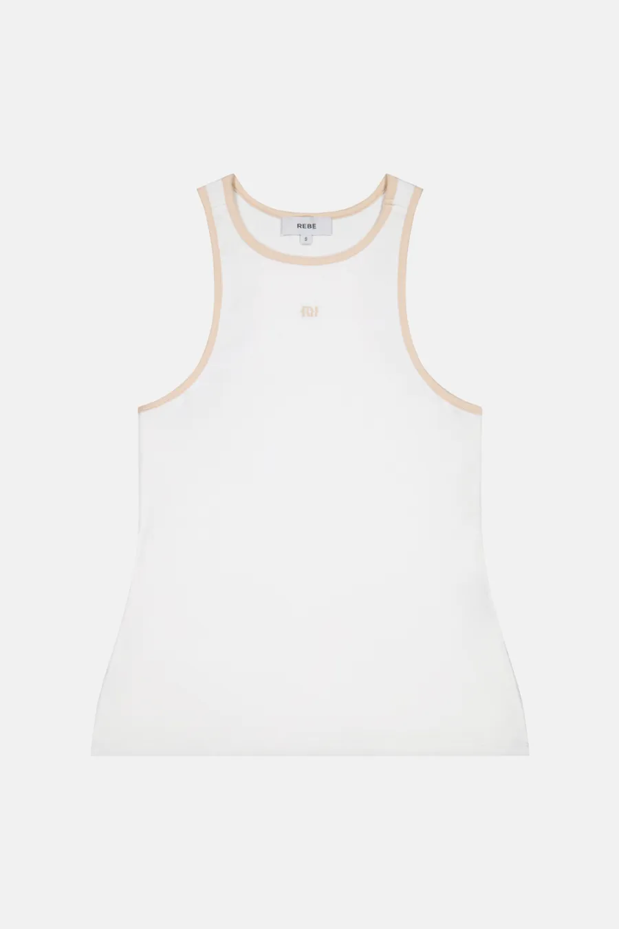 Cotton Vest White/ Taupe