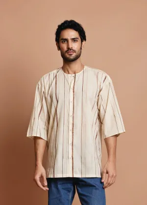 Creme Regular Cotton Essential Baggy Half Sleeve Shirt