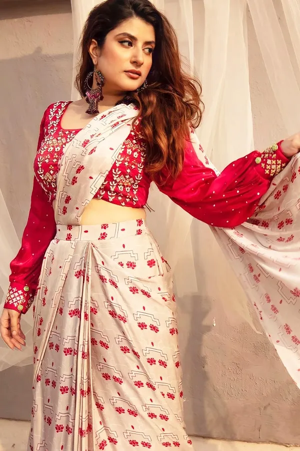 Designer Stylish Readymade Saree 2021 Red