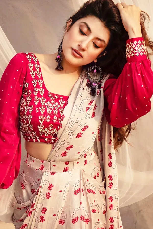 Designer Stylish Readymade Saree 2021 Red