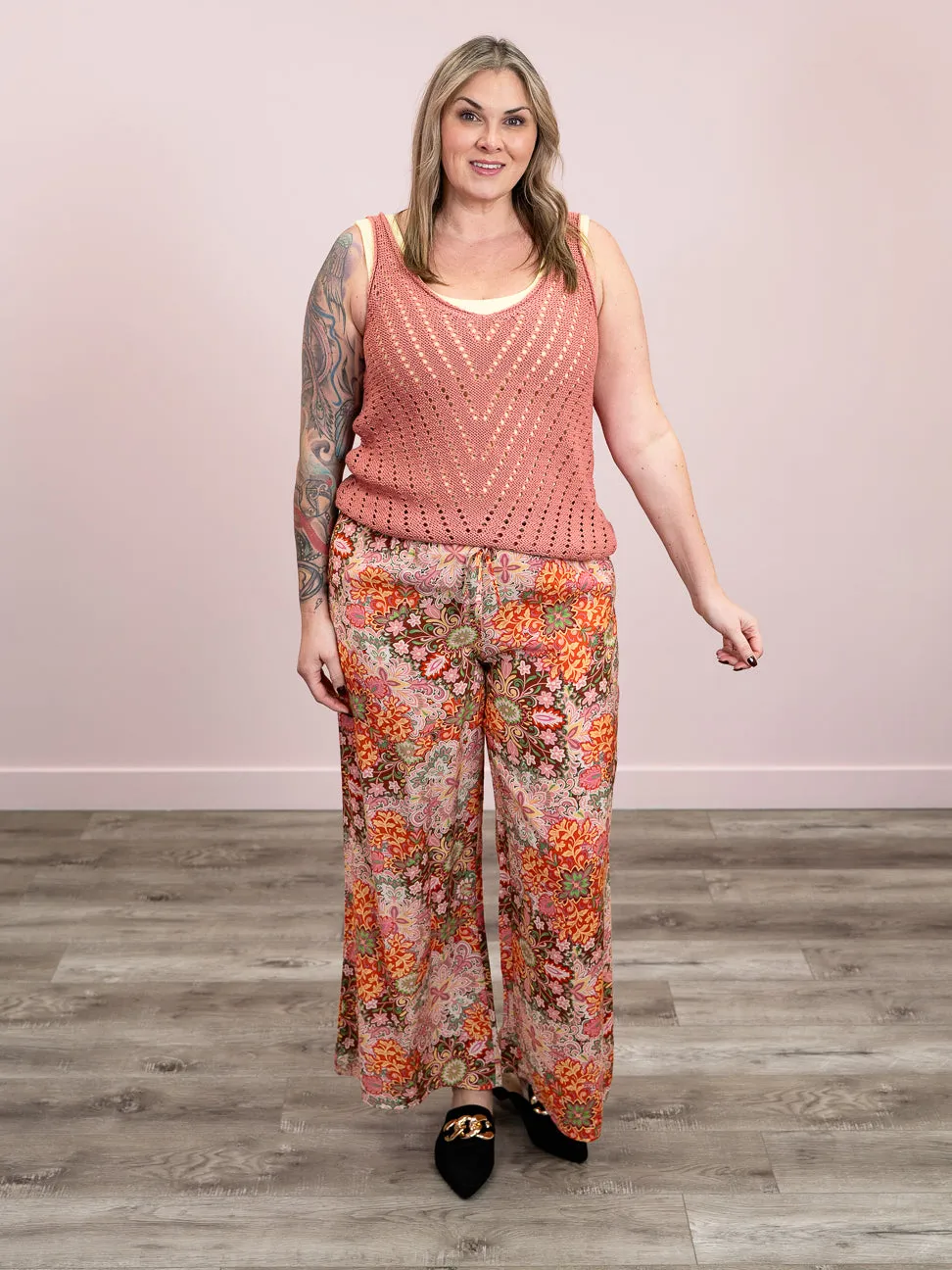 DEX | Easy Elegance Wide Leg Flowy Pant | Medallion Floral