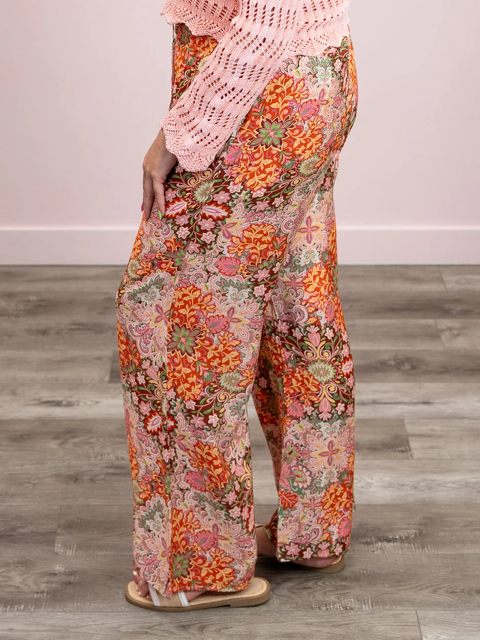 DEX | Easy Elegance Wide Leg Flowy Pant | Medallion Floral