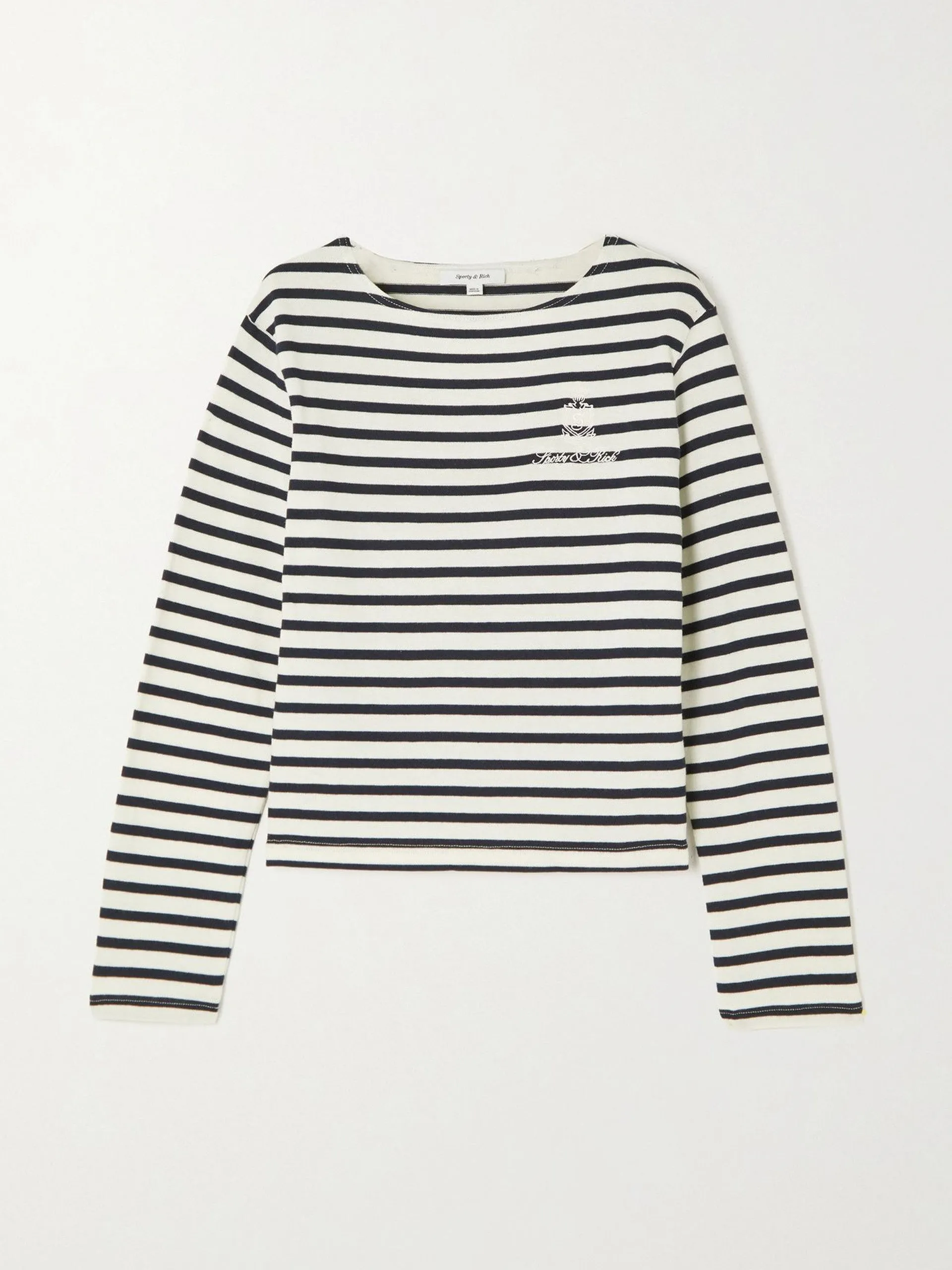 Embroidered striped cotton top