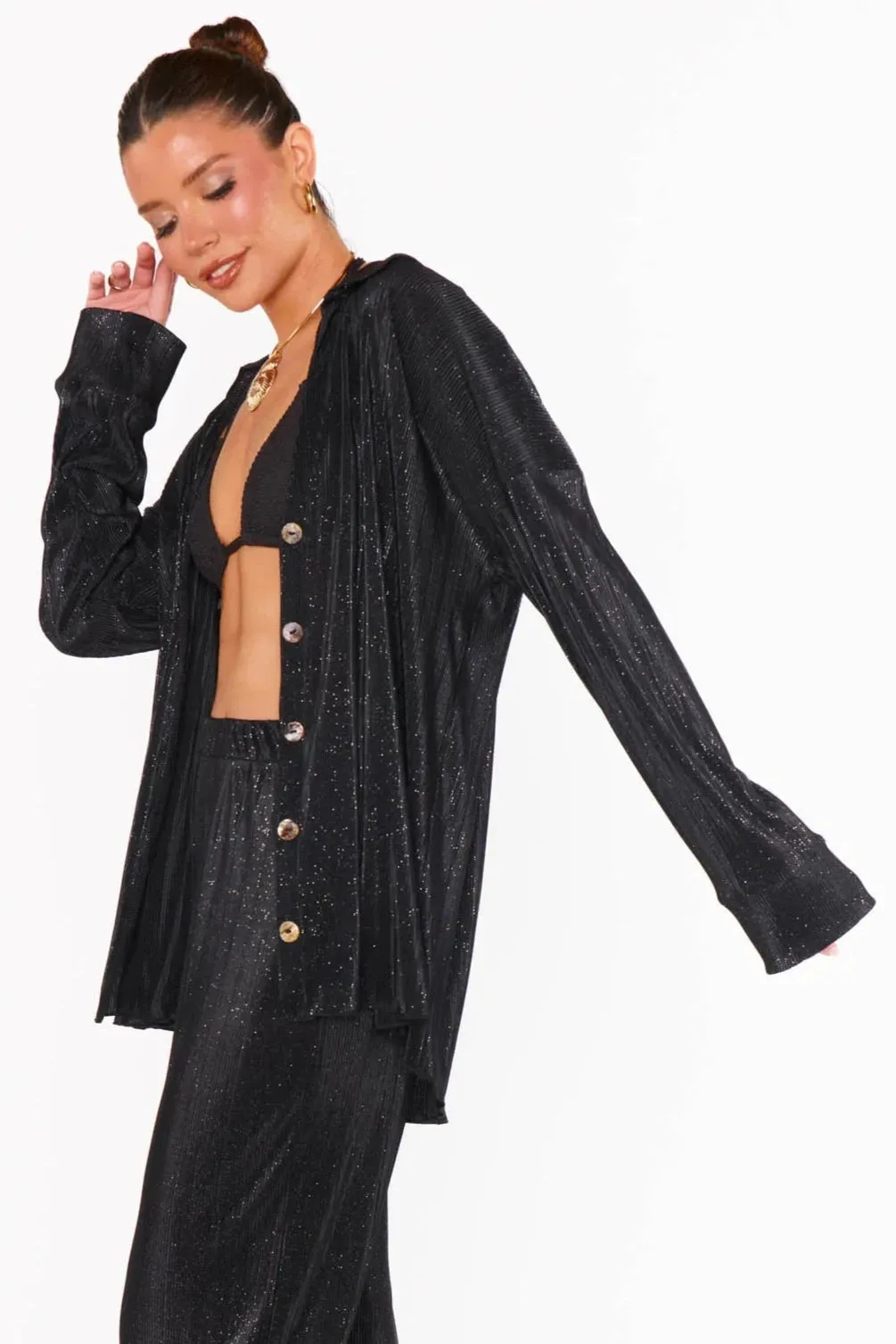 Everywhere Top - Black Pleat