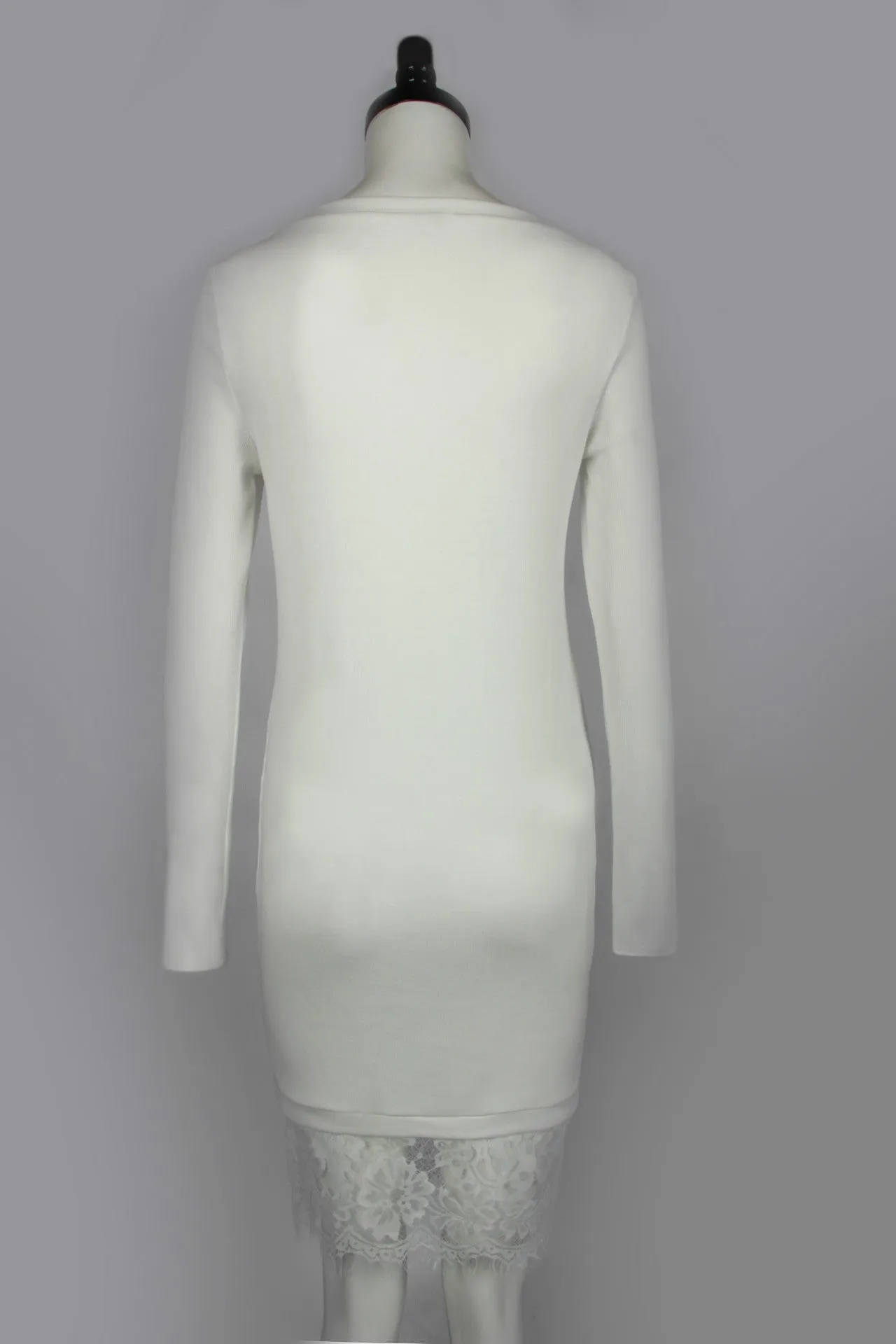 Fashion Lace Patchwork Long Sleeve Knee-length Dress