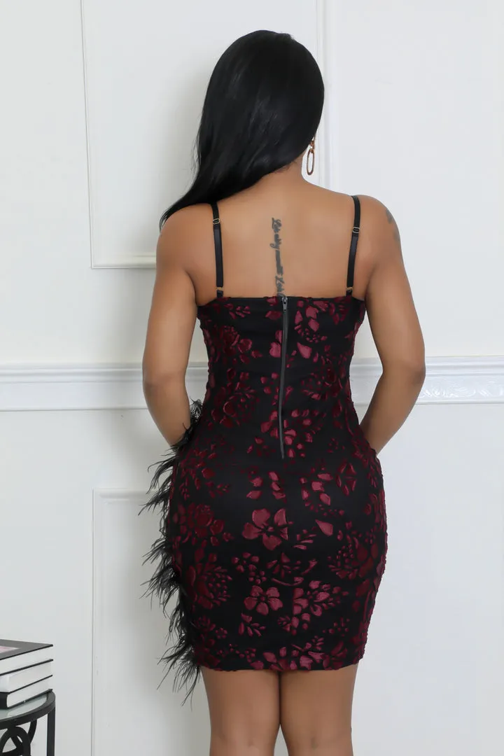 Feather Detail Mini Dress