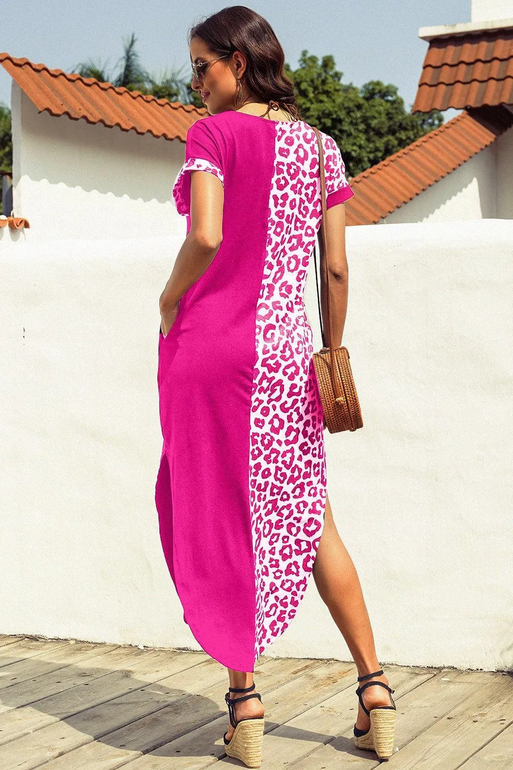 Fiercely Chic Leopard Midi Curve Hem Dress