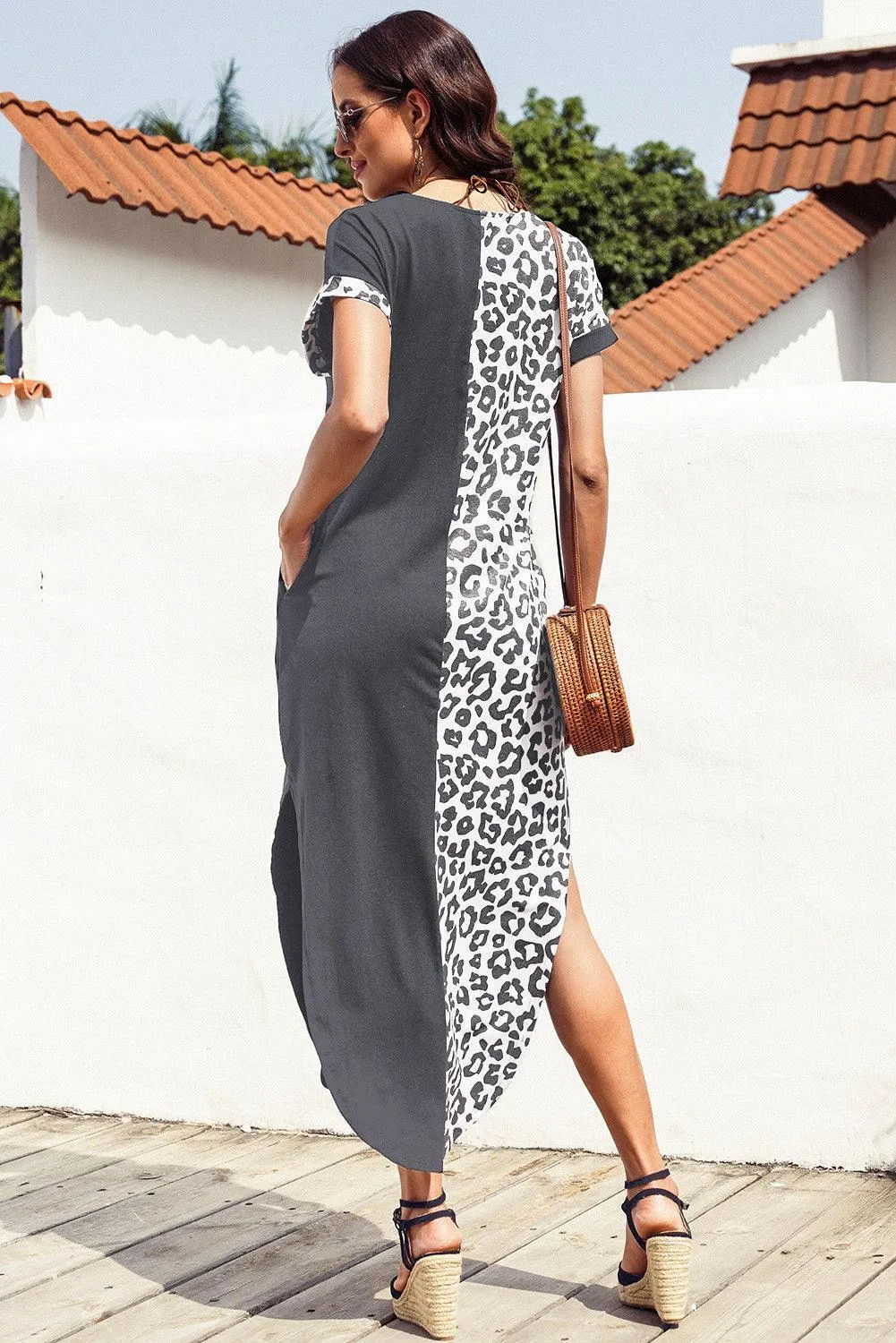 Fiercely Chic Leopard Midi Curve Hem Dress