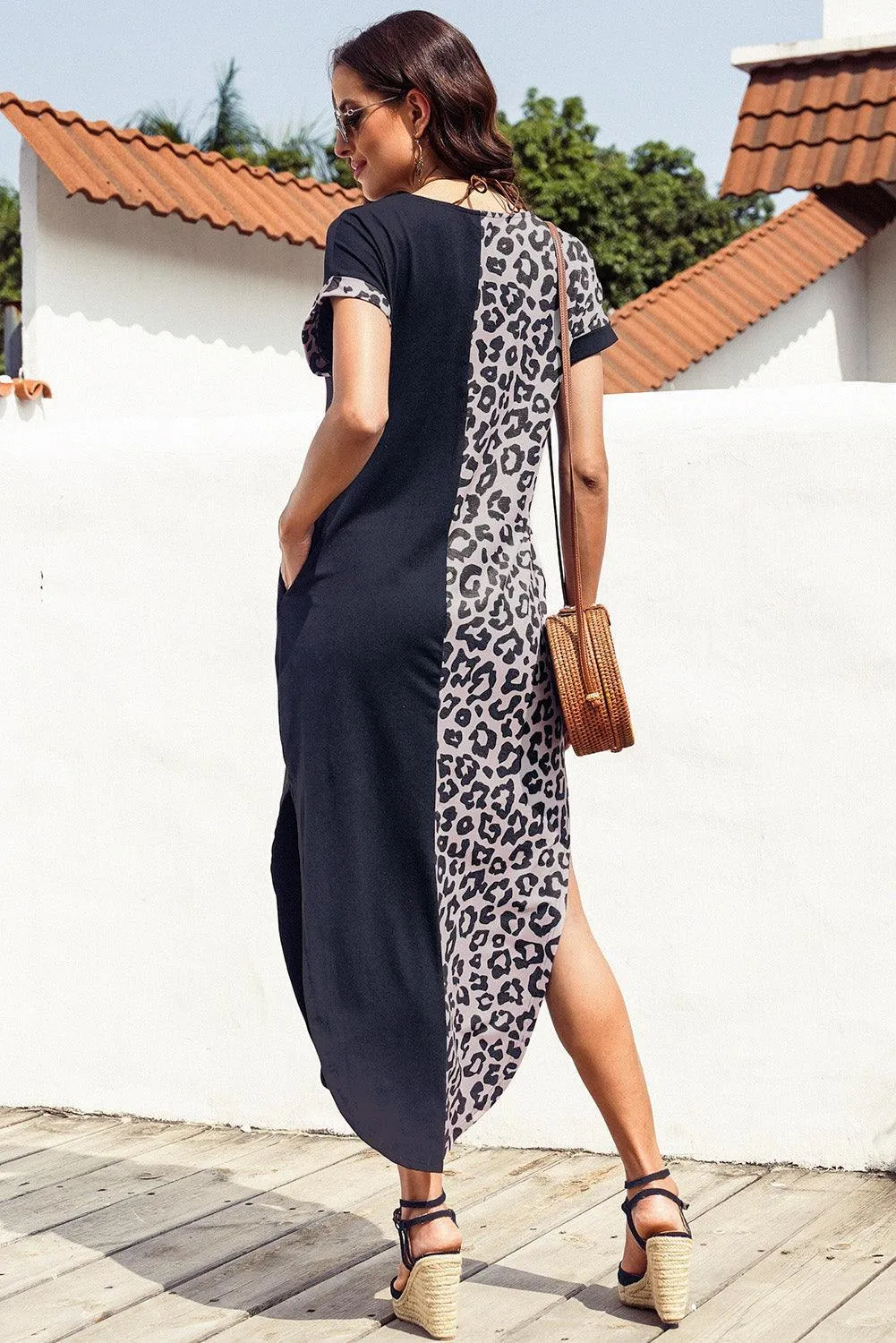 Fiercely Chic Leopard Midi Curve Hem Dress