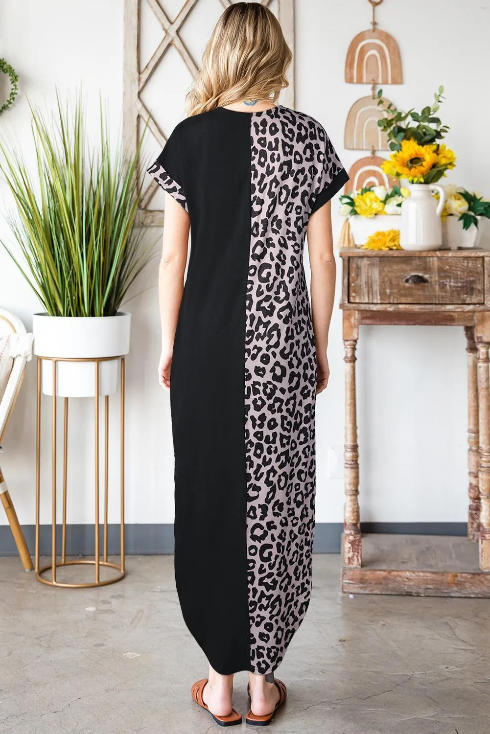 Fiercely Chic Leopard Midi Curve Hem Dress