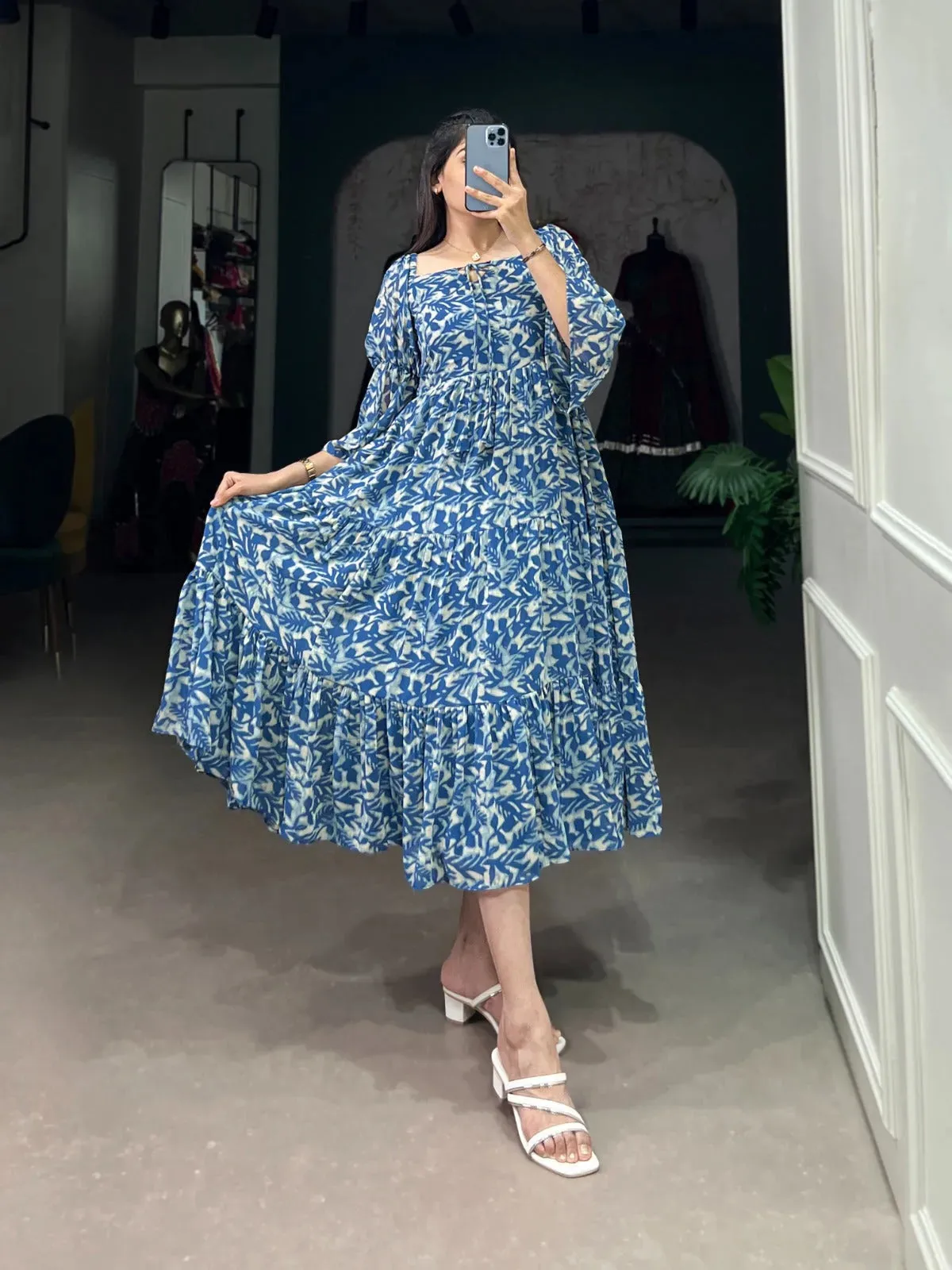 Flawless and Peerless Georgette Printed Party Wear Drees