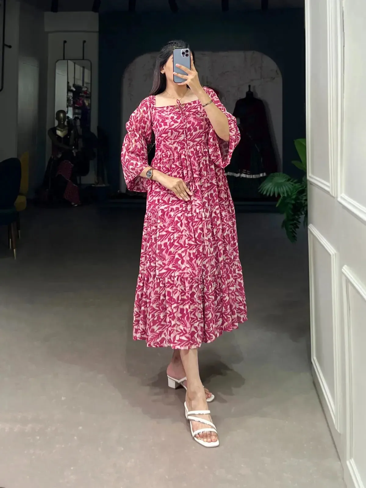Flawless and Peerless Georgette Printed Party Wear Drees