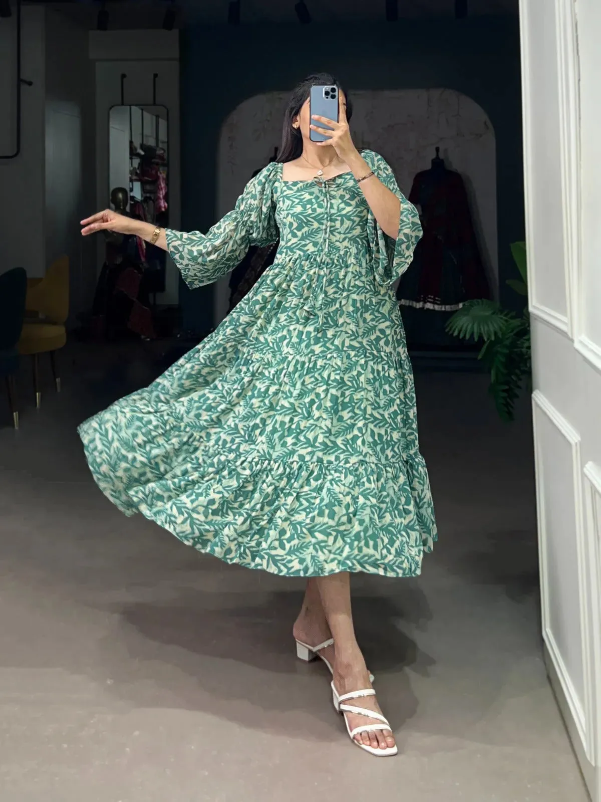 Flawless and Peerless Georgette Printed Party Wear Drees