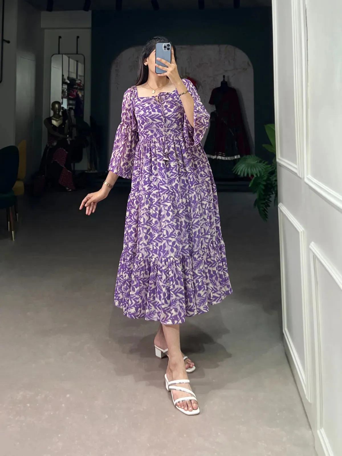Flawless and Peerless Georgette Printed Party Wear Drees