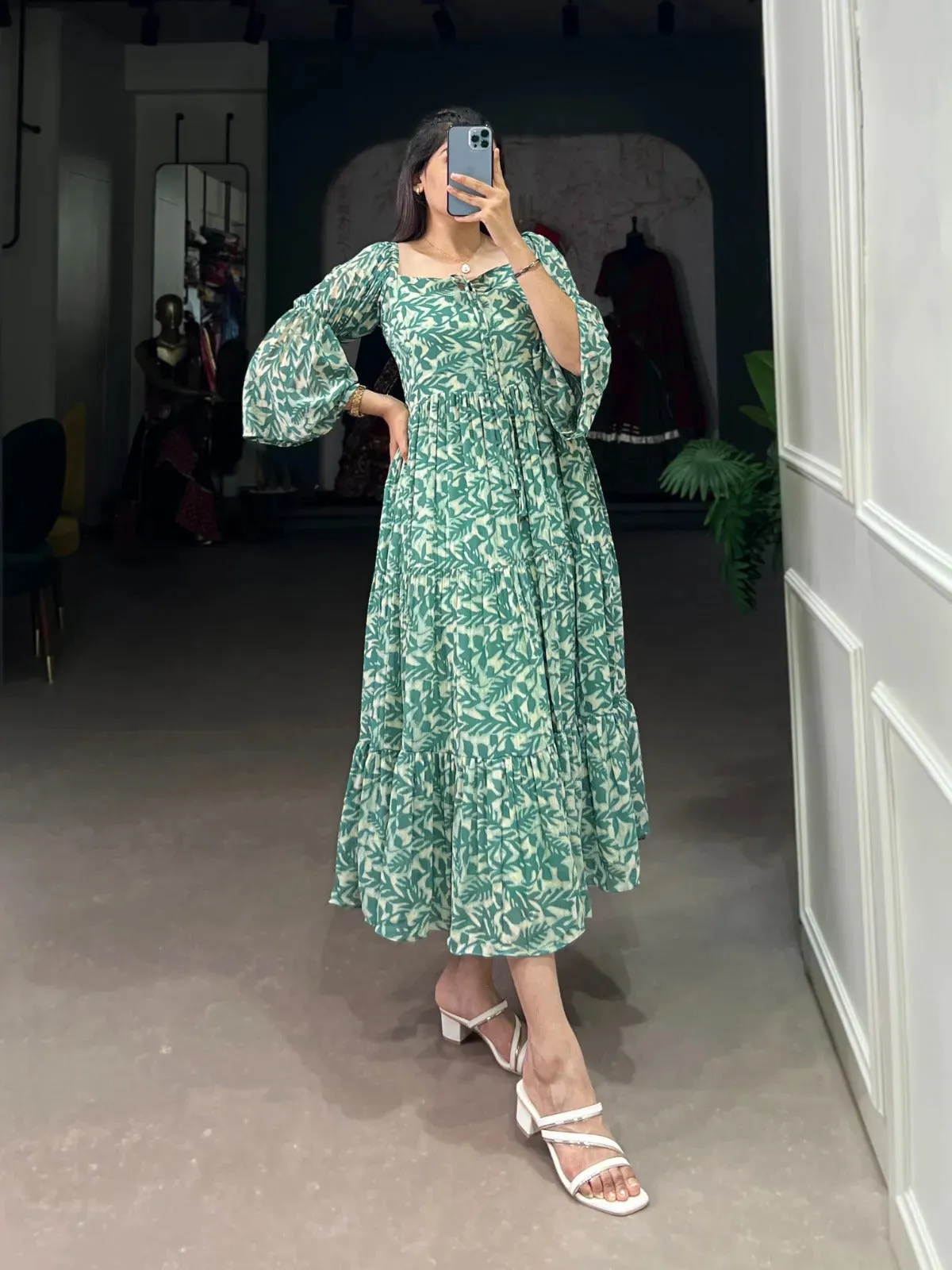 Flawless and Peerless Georgette Printed Party Wear Drees