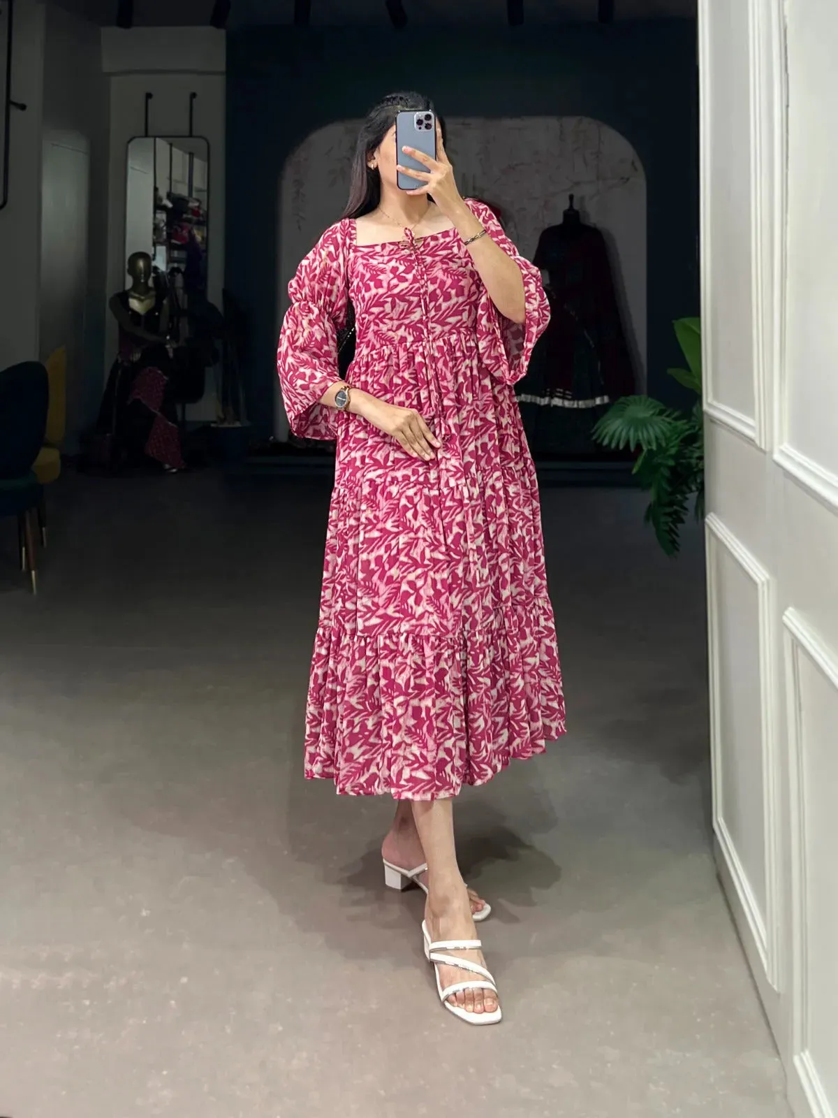 Flawless and Peerless Georgette Printed Party Wear Drees