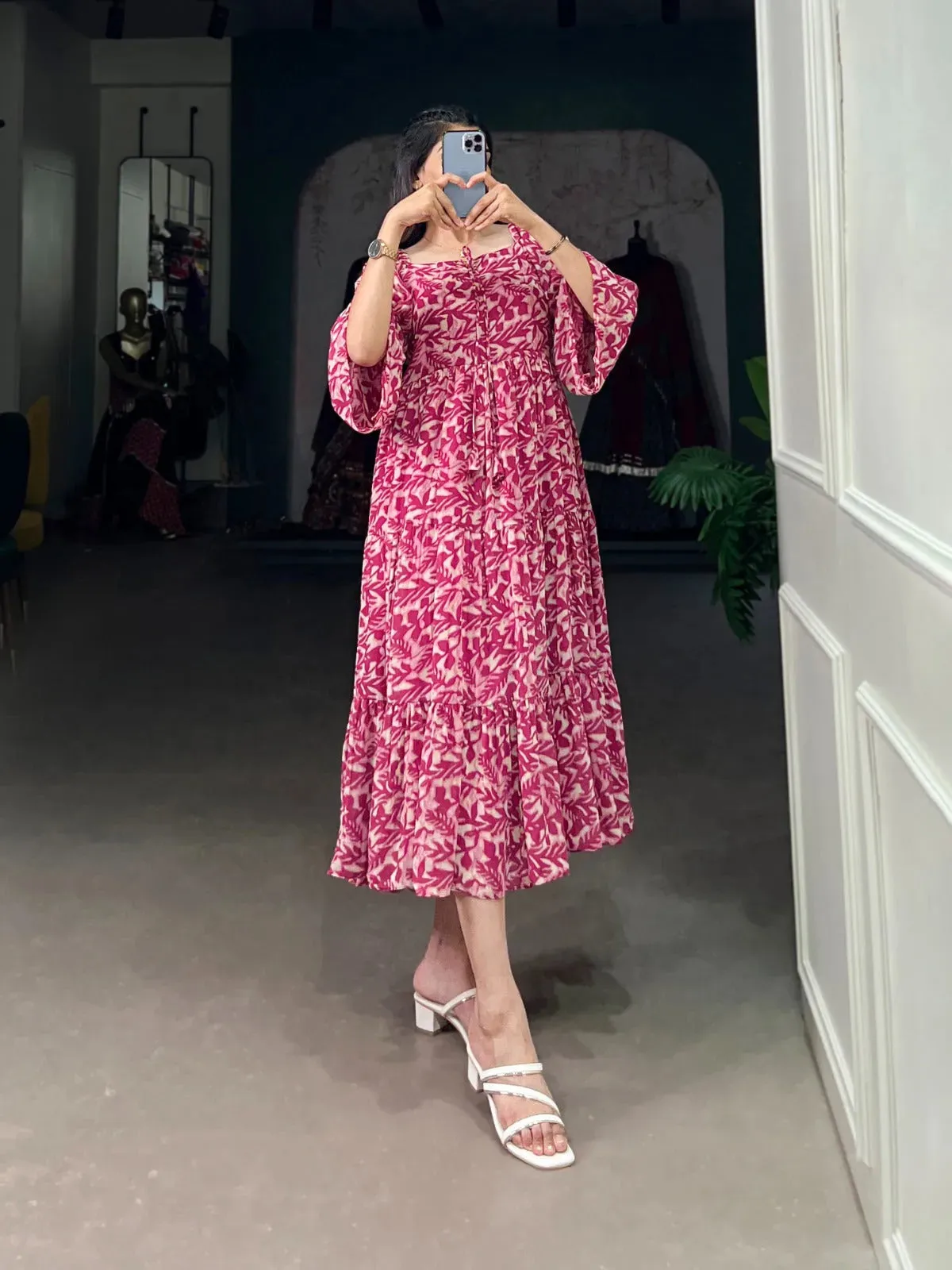 Flawless and Peerless Georgette Printed Party Wear Drees