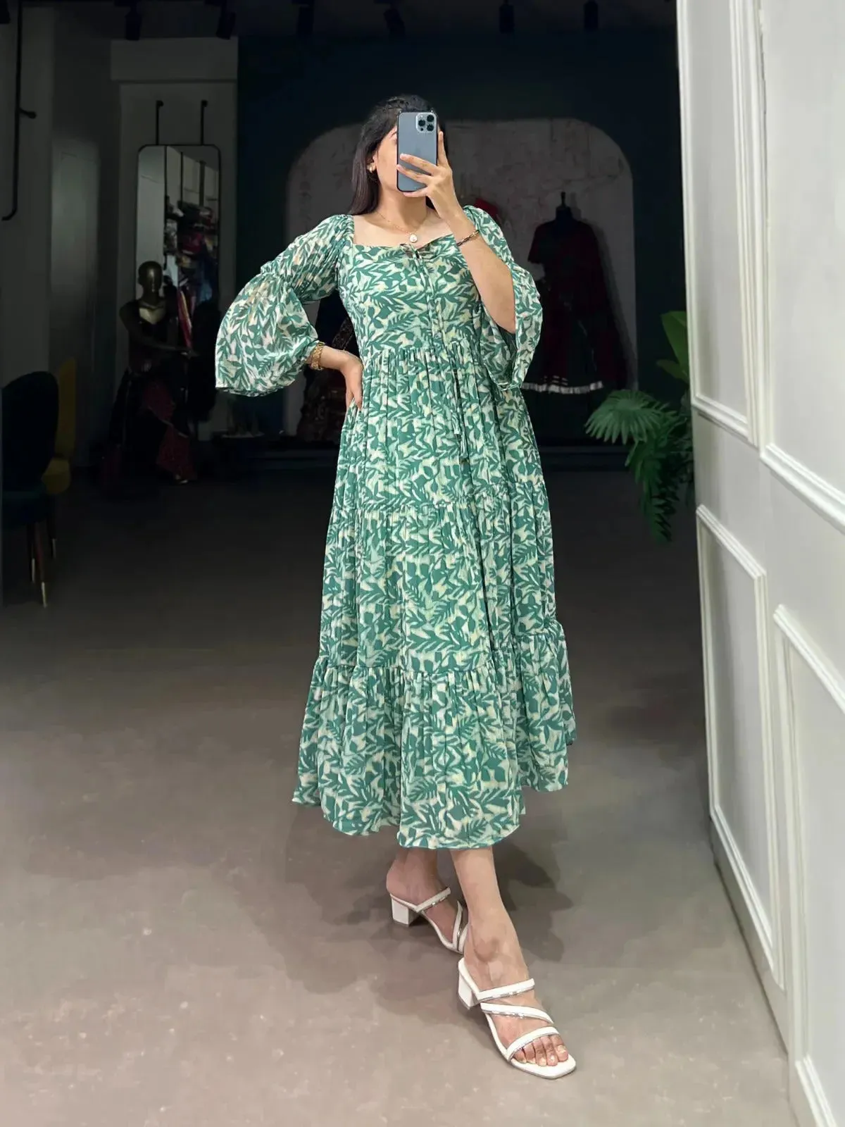 Flawless and Peerless Georgette Printed Party Wear Drees