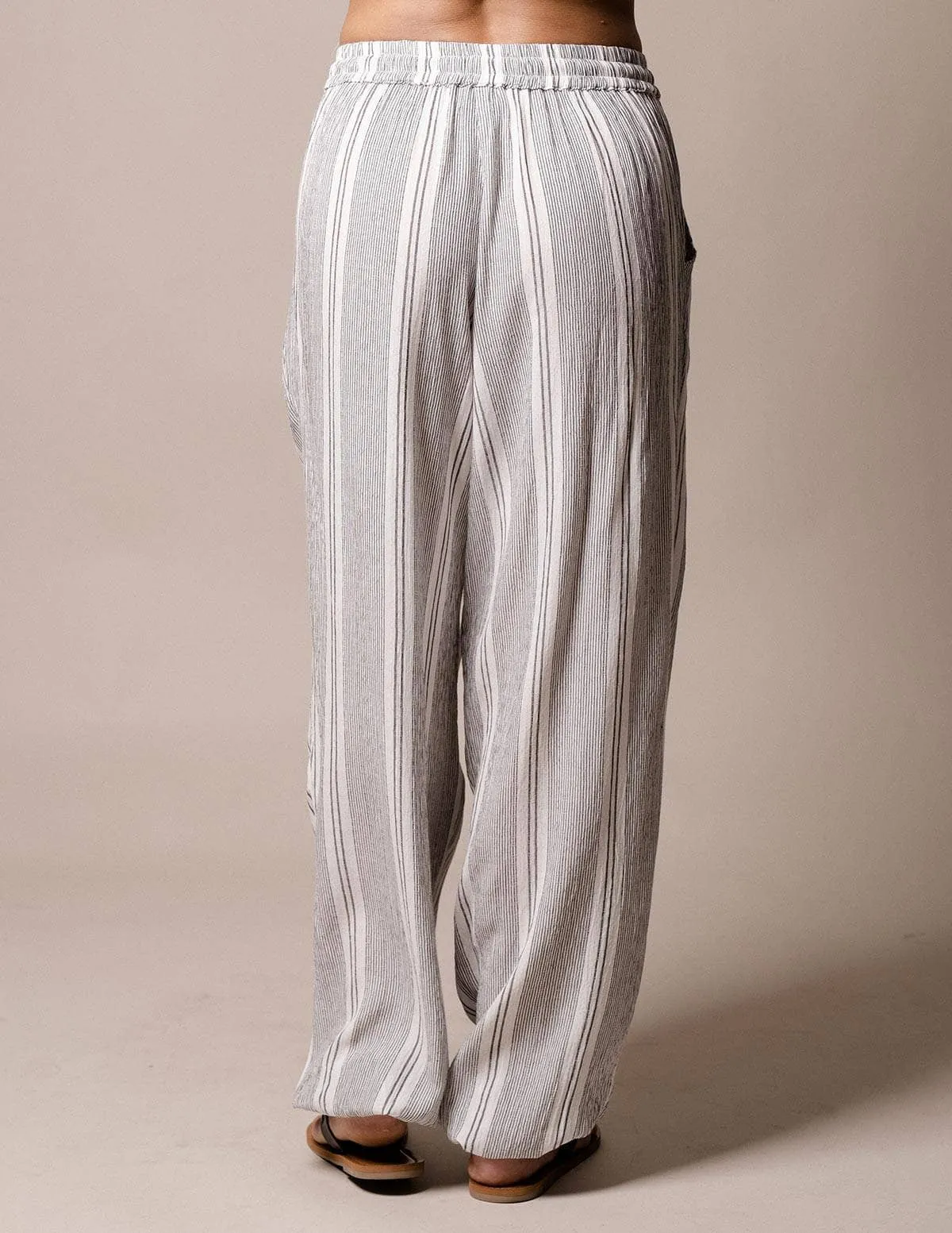 Flowy Stripe Jogger Pants - Grey