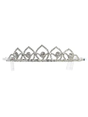 Girls Silver Rhinestone Petals Tiara