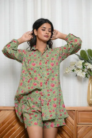 Green Floral Cotton Shirt