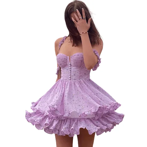 High quality floral printed dresses for women