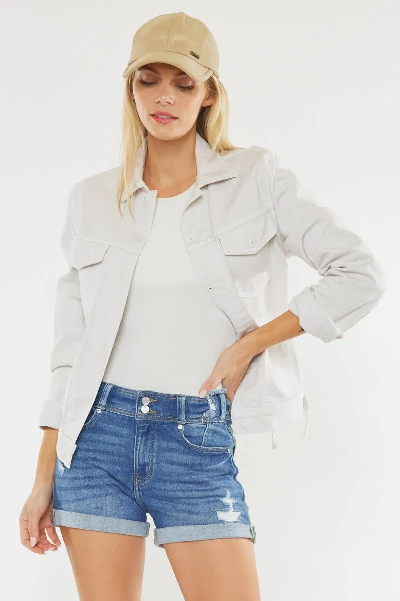 High Rise Folded Denim shorts