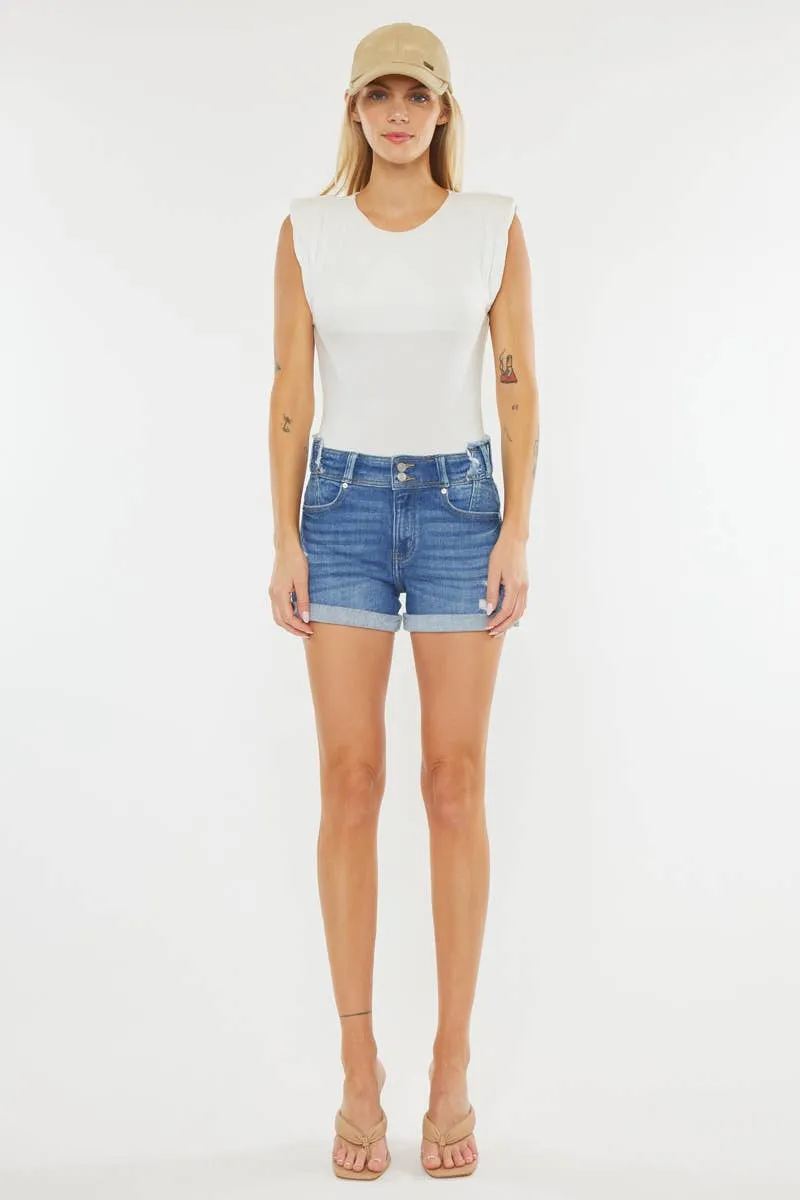High Rise Folded Denim shorts