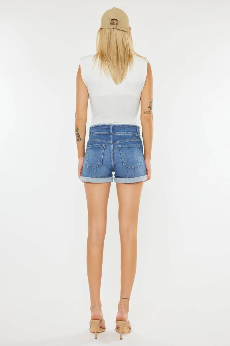 High Rise Folded Denim shorts