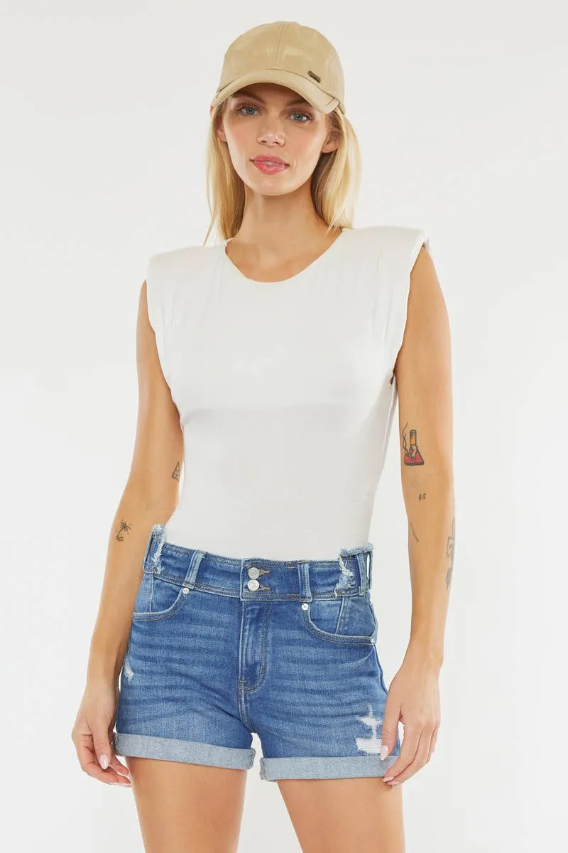 High Rise Folded Denim shorts