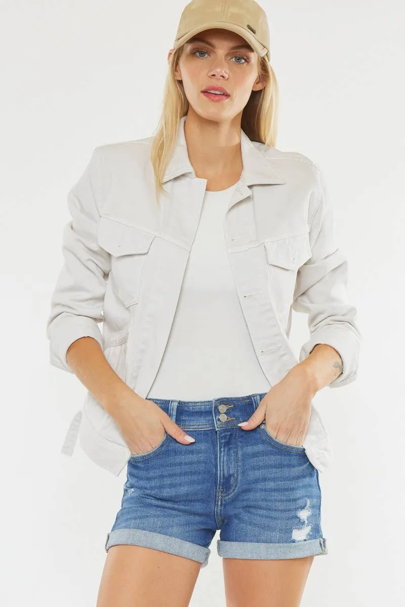 High Rise Folded Denim shorts