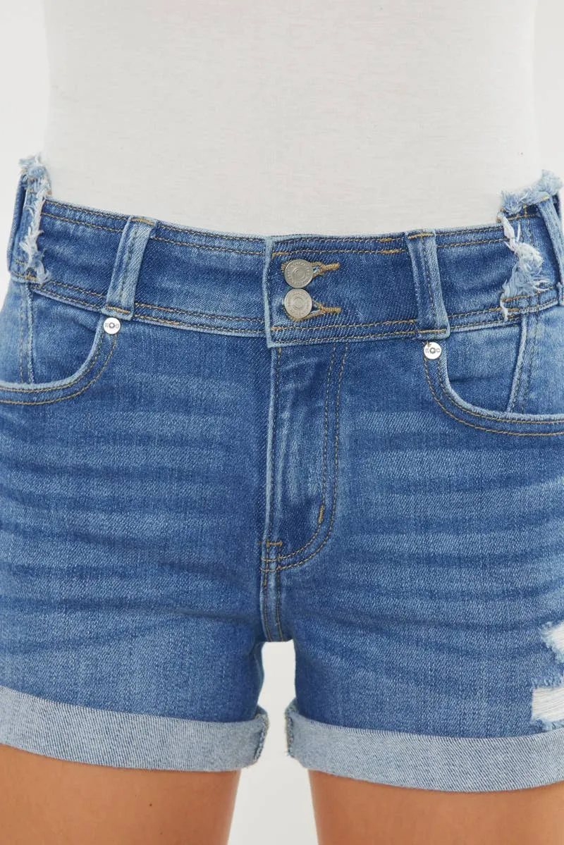 High Rise Folded Denim shorts