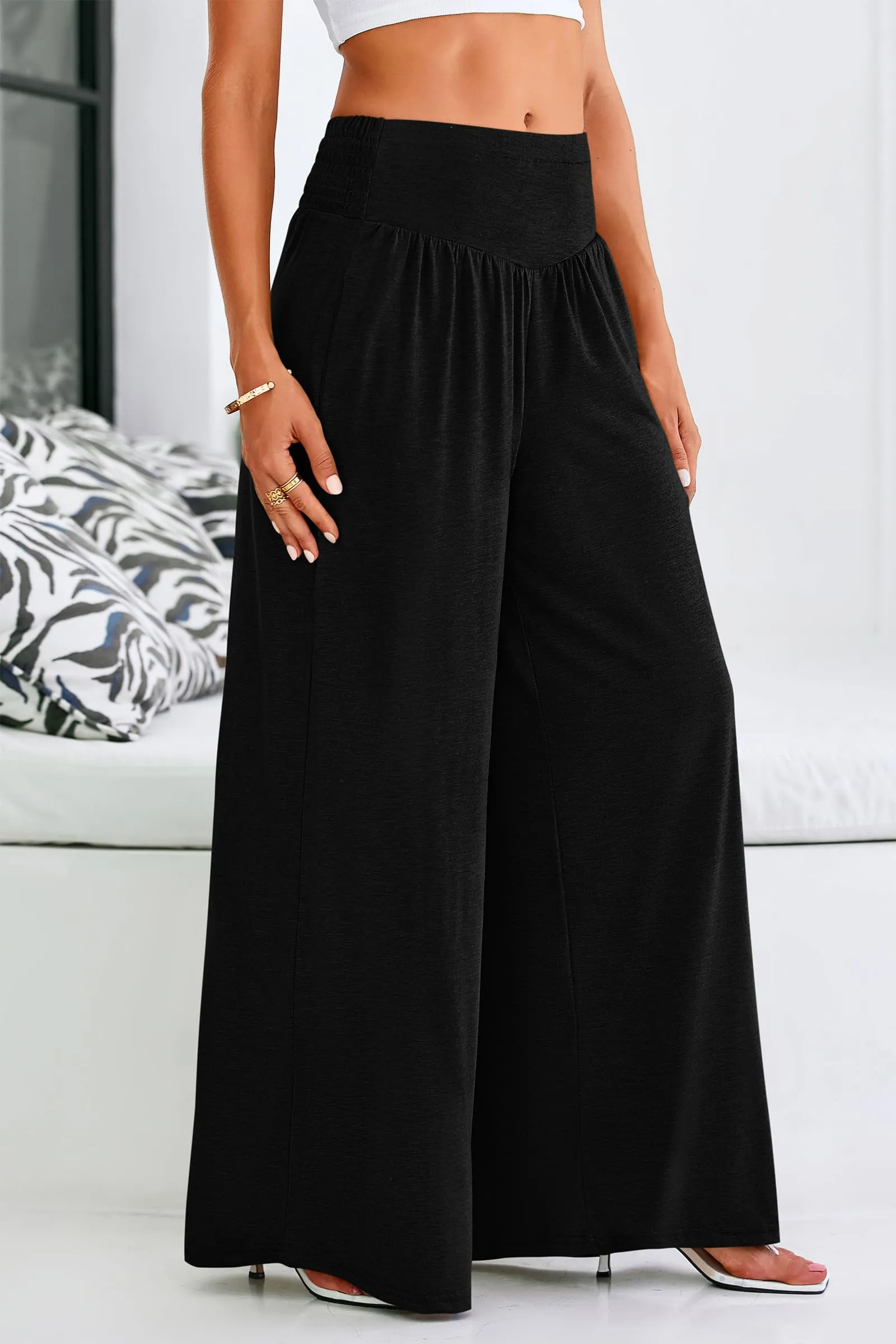 High-Waisted Flowy Palazzo Pant With Pockets