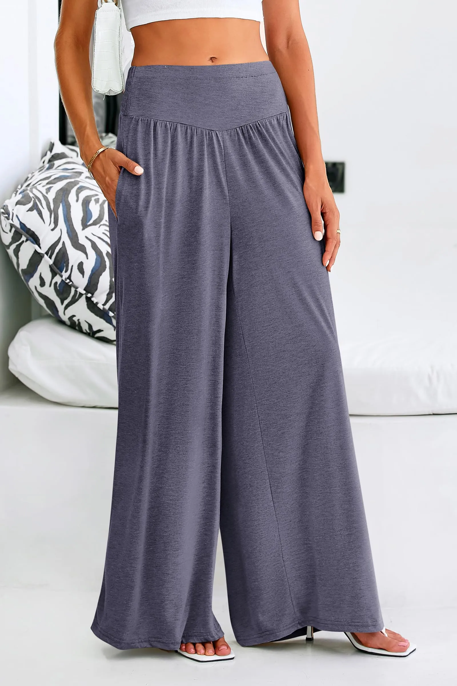 High-Waisted Flowy Palazzo Pant With Pockets