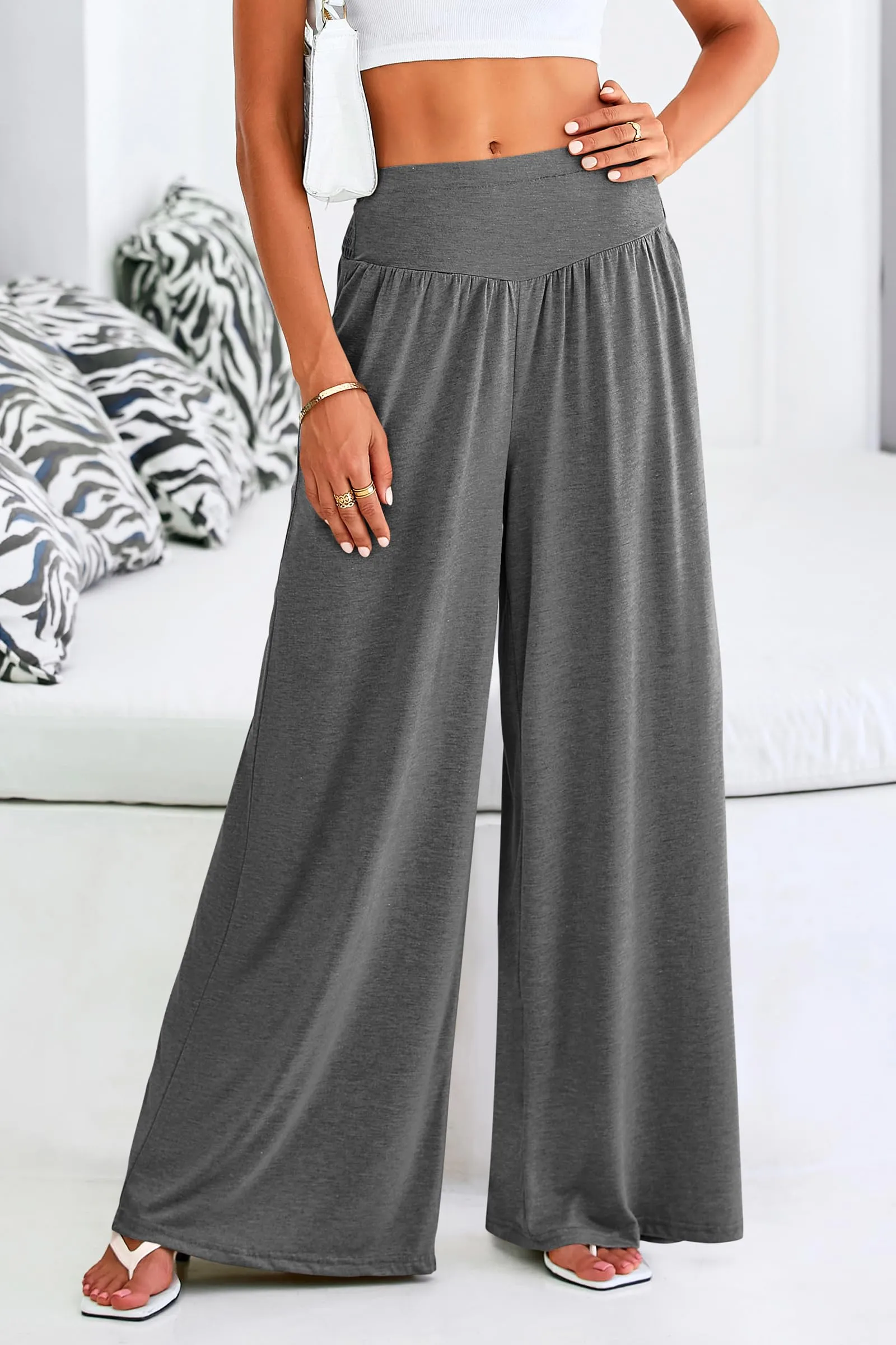 High-Waisted Flowy Palazzo Pant With Pockets