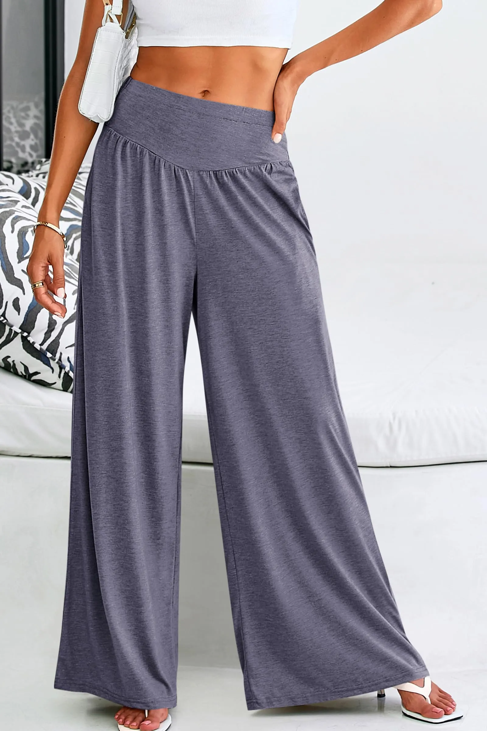High-Waisted Flowy Palazzo Pant With Pockets