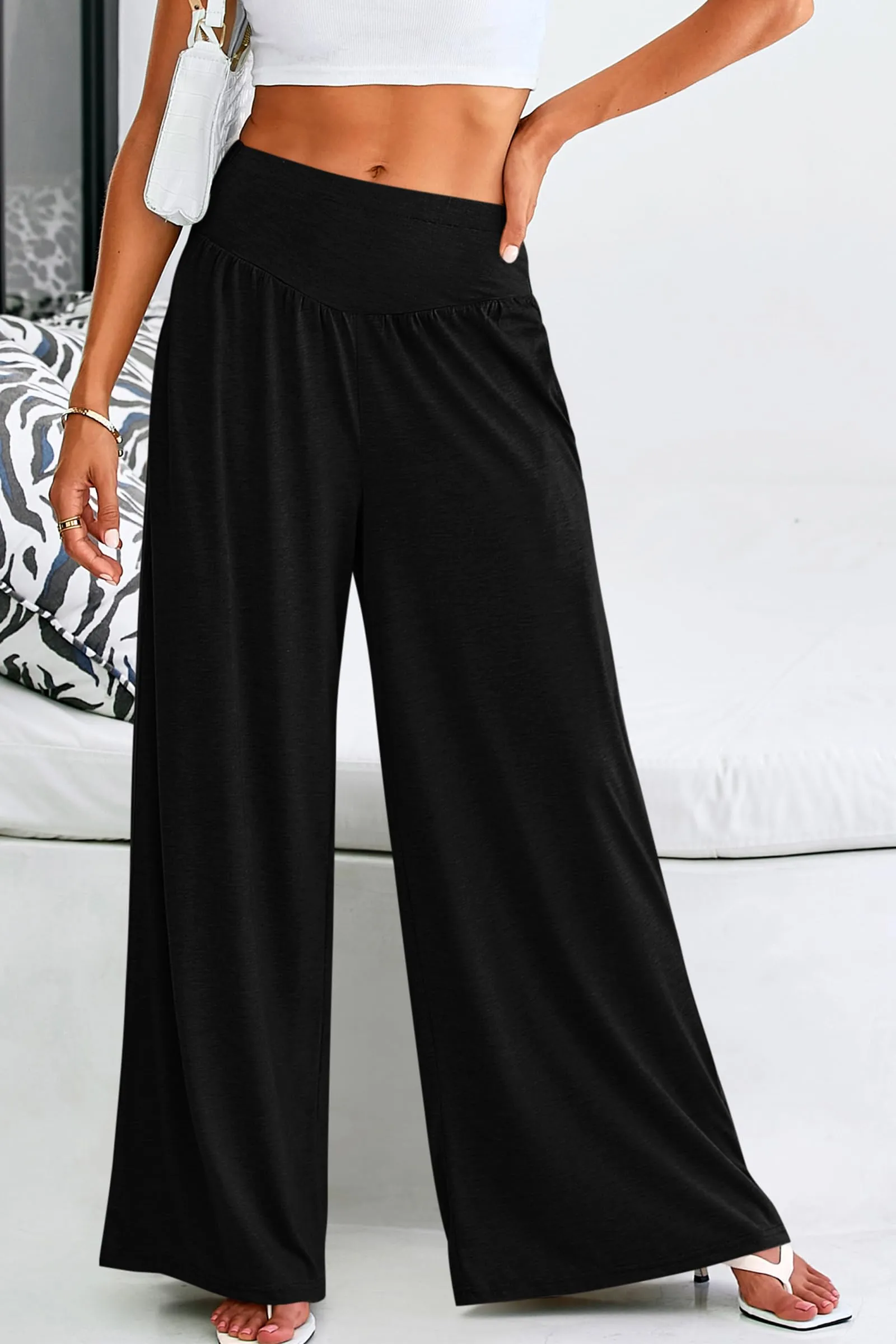 High-Waisted Flowy Palazzo Pant With Pockets