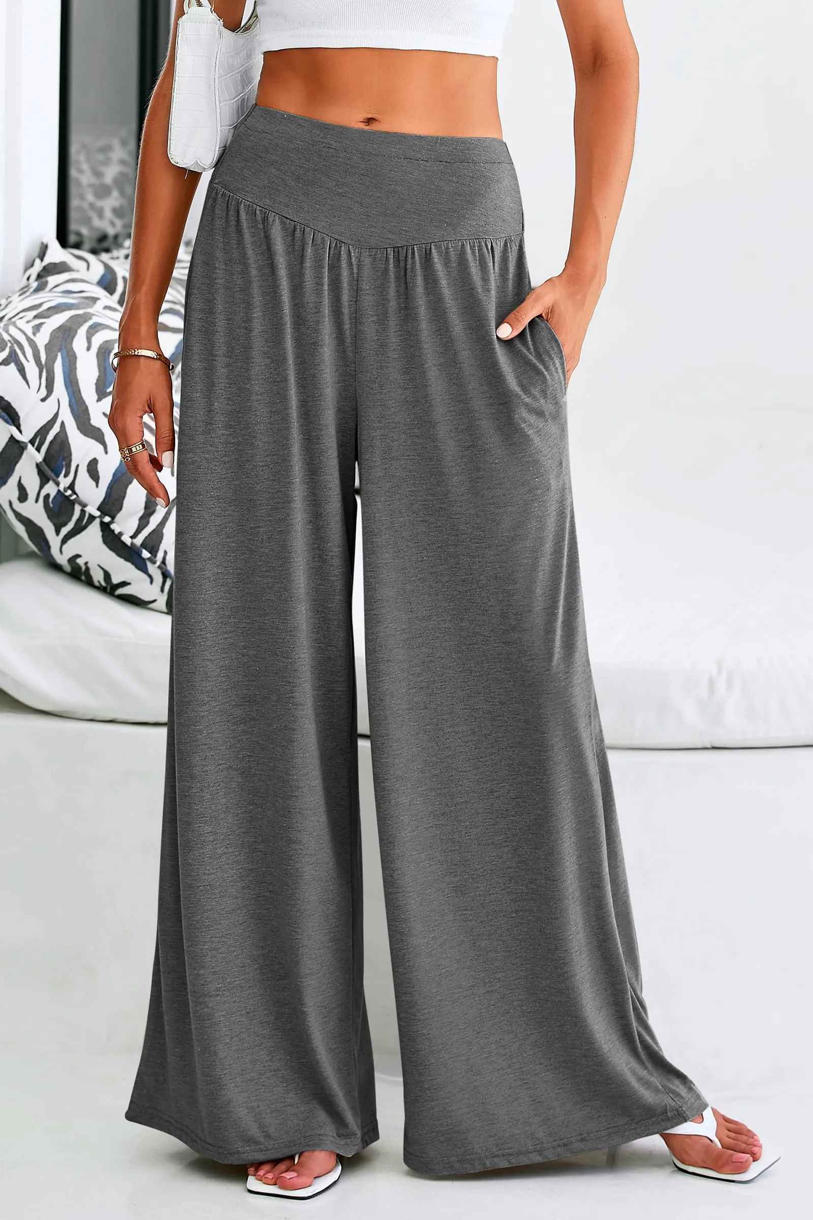 High-Waisted Flowy Palazzo Pant With Pockets