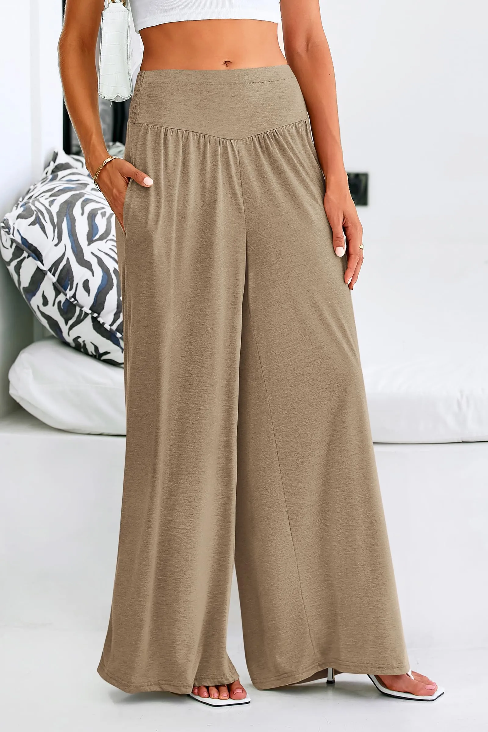 High-Waisted Flowy Palazzo Pant With Pockets
