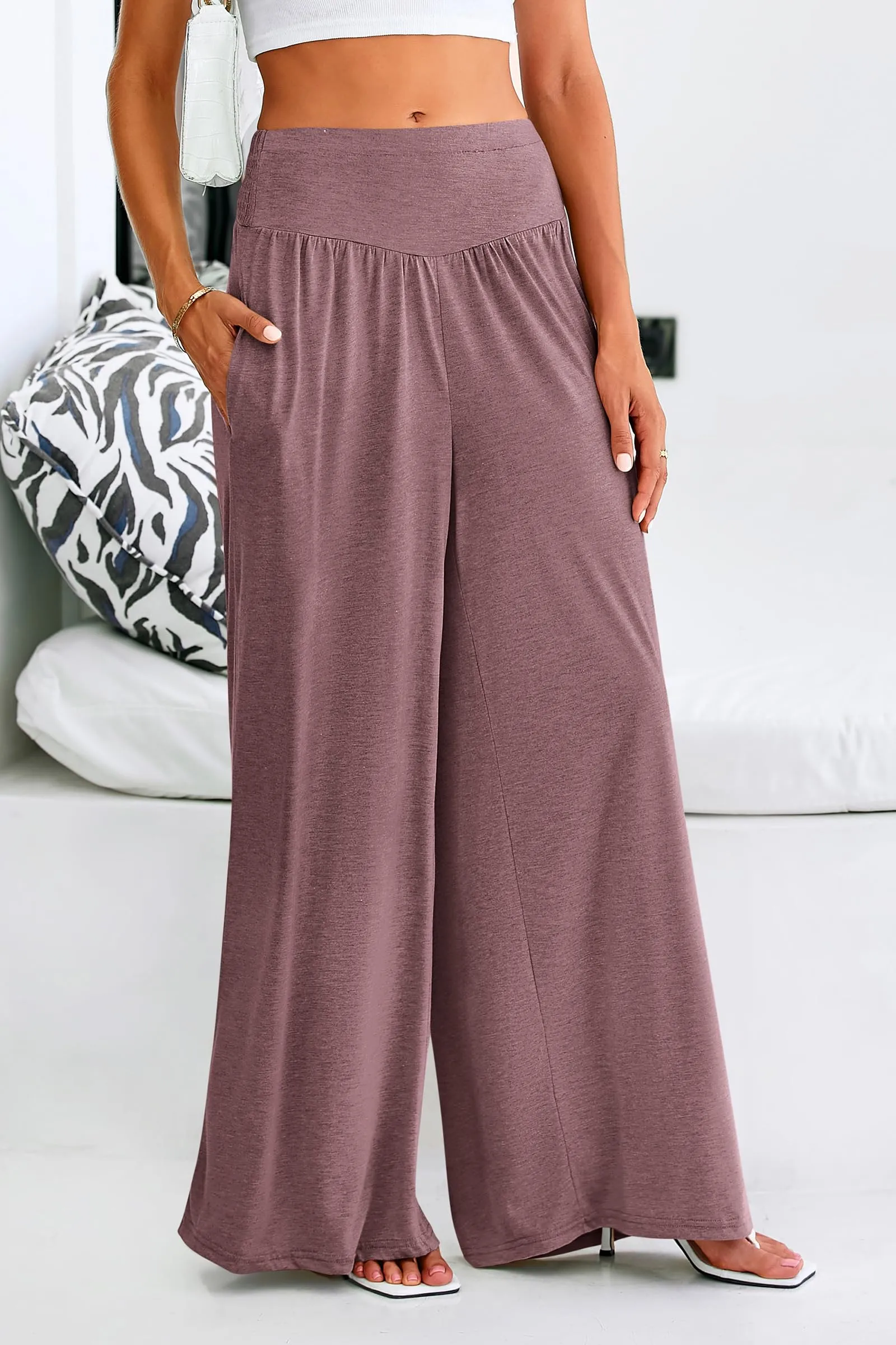 High-Waisted Flowy Palazzo Pant With Pockets