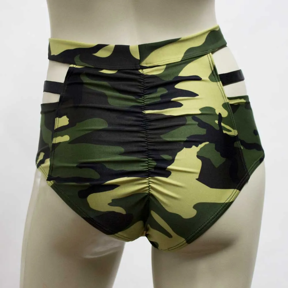 High Waisted Monroe Cutout Sexy Short- Camo